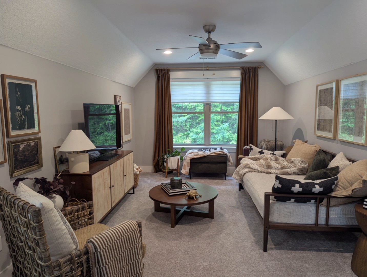 Just updated the loft curtains to a golden brown velvet with a subtle embossed leaf pattern—and wow, what a difference. The richer color and texture instantly warmed up the space and added so much depth. #velvetcurtains #loft #daybed 

#LTKHome #LTKFindsUnder50 #LTKFindsUnder100