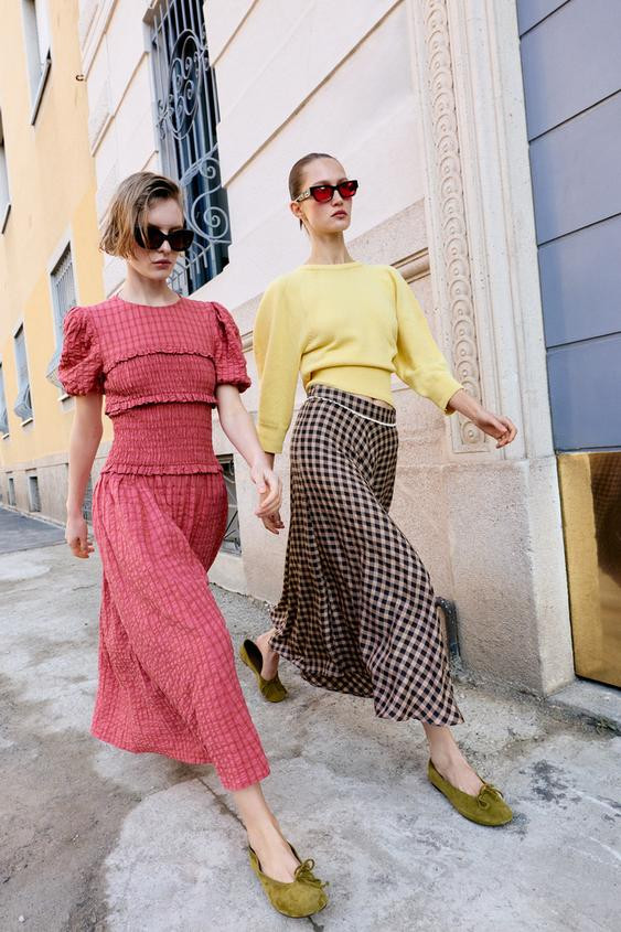 GINGHAM LACE SKIRT | Zara US