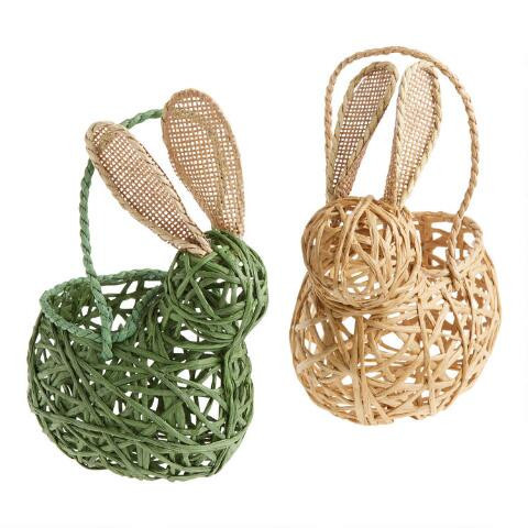 Botanical Easter Bunny Gift Basket With Handle Set Of 2 | World Market