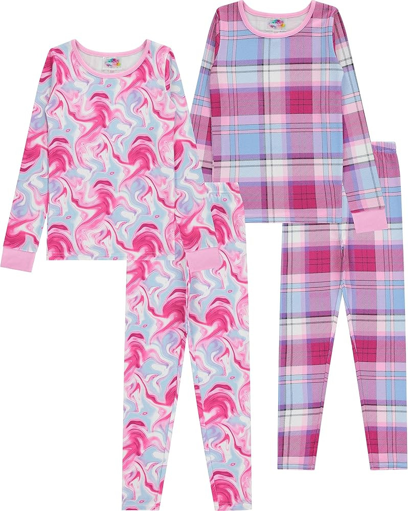 BTween 4-Piece Girls Pajamas, Long Sleeve Tie Dyed Girls Pajamas | Amazon (US)