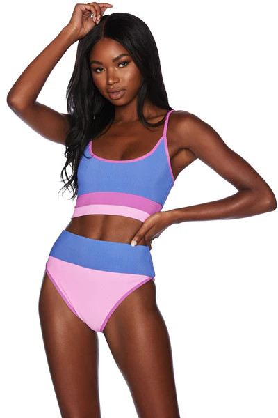 Eva Top Pink Periwinkle Colorblock | Beach Riot