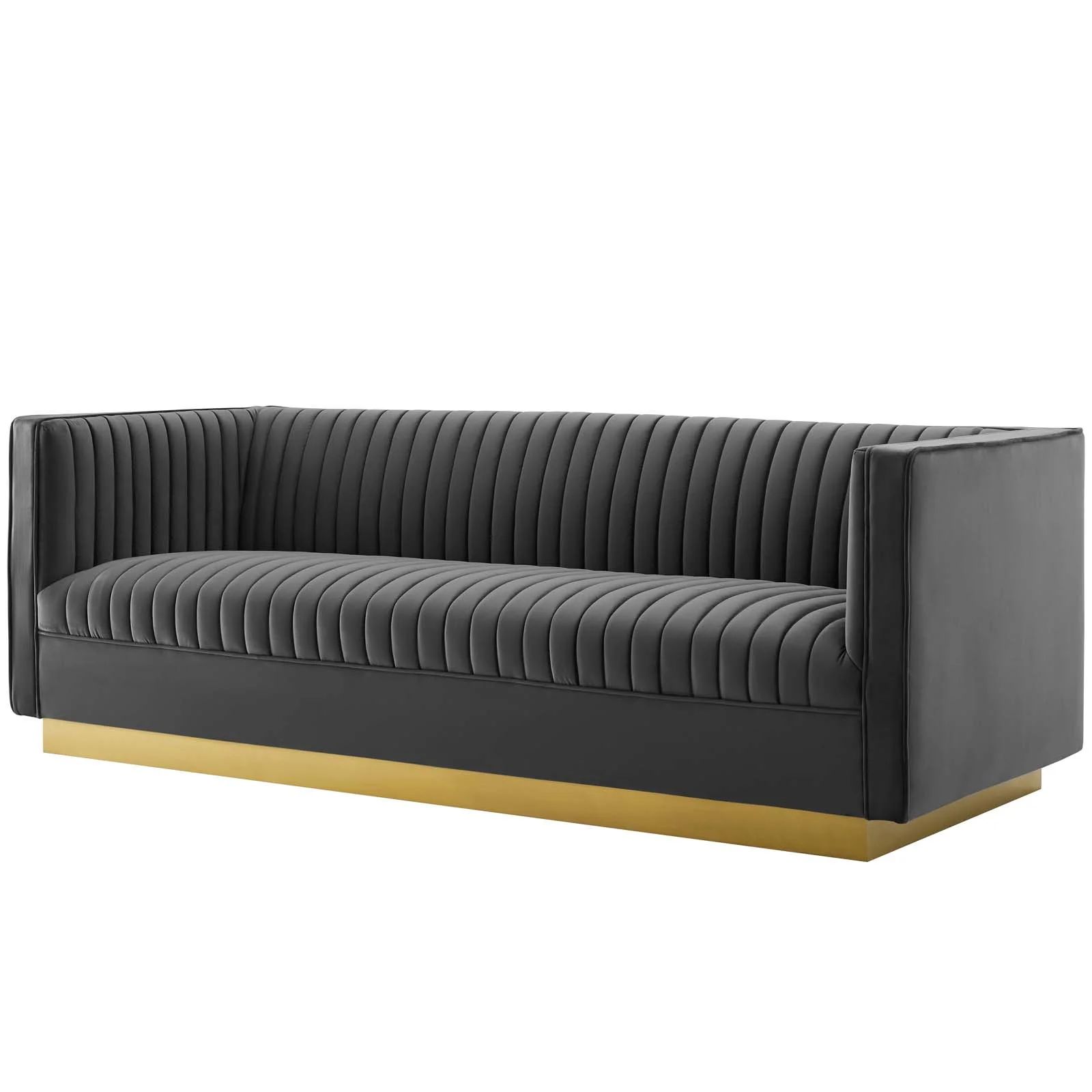 Modern Contemporary Urban Design Living Room Lounge Club Lobby Tufted Sofa, Velvet Fabric Metal S... | Walmart (US)