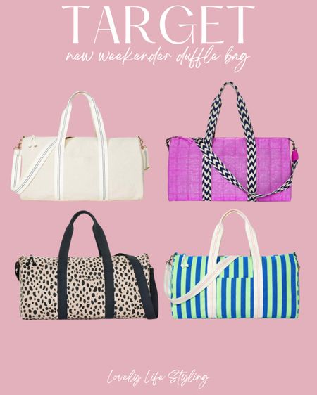 How cute are these weekender duffle bags?! Love the colors and prints!
Target new arrivals 
Travel bags 


#LTKfindsunder50 #LTKtravel
