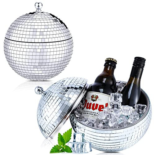 Hoolerry 2l New Year eve Disco Ball Ice Bucket Mirror Silver Disco Beverage Tubs Disco Bowl Vase Cup Drink Bucket Ice Barrel Double Stainless Steel Bucket Retro Disco Party Supplies Accessories | Amazon (US)
