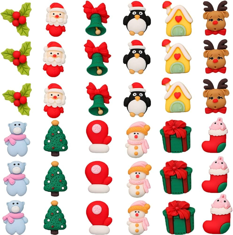 LOPURO Christmas Resin Flatback Charms, 36Pcs Christmas Assorted Craft Resin Ornaments Miniature ... | Amazon (US)