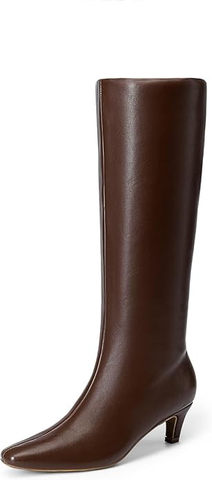 DREAM PAIRS Women Knee High Boots 2 Inch Kitten Heel Fashion Square Toe Wide Calf Long Boots | Amazon (US)