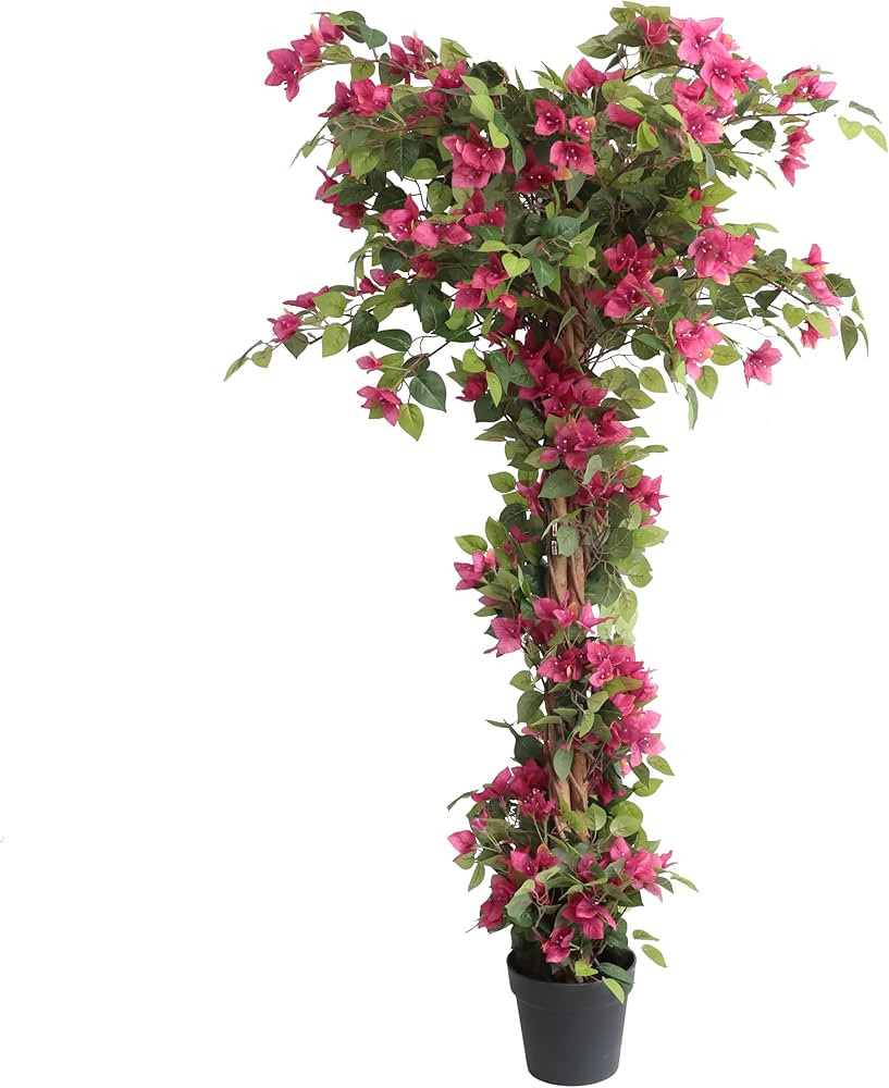 Damomo 5 Feet Artificial Bougainvillea Tree with Flowers in Plastic Pot Faux Blooming Tree for De... | Amazon (US)