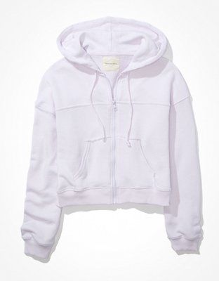 AE Cropped Zip-Up Bomber Hoodie | American Eagle Outfitters (US & CA)