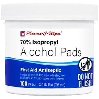 Pharma-C 70% Isopropyl Alcohol Pads [100 count]. First Aid Alcohol - Antiseptic Wipes - Extra Lar... | Amazon (US)