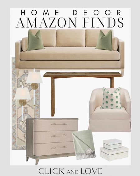 Amazon home decor finds! I love this neutral moodboard with green accents! ✨ 

Sofa, velvet pillow, Accent chair, Neutral chair, accent chair, framed art, abstract art, wall decor, coffee table decor, decorative accessories, faux plant, faux greenery, moss, accent pillow, gold mirror, sconces, lighting, rug, area rug, console table, wooden accent table, runner, home office, living room, entryway, modern home decor, traditional home decor, budget friendly home decor, Interior design, look for less, designer inspired, Amazon, Amazon home, Amazon must haves, Amazon finds, amazon favorites, Amazon home decor, Amazon furniture #amazon #amazonhome



#LTKhome #LTKfindsunder100 #LTKstyletip