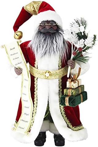 Windy Hill Collection 16" Inch Standing Aquamarine African American Ethnic Santa Claus Christmas ... | Amazon (US)