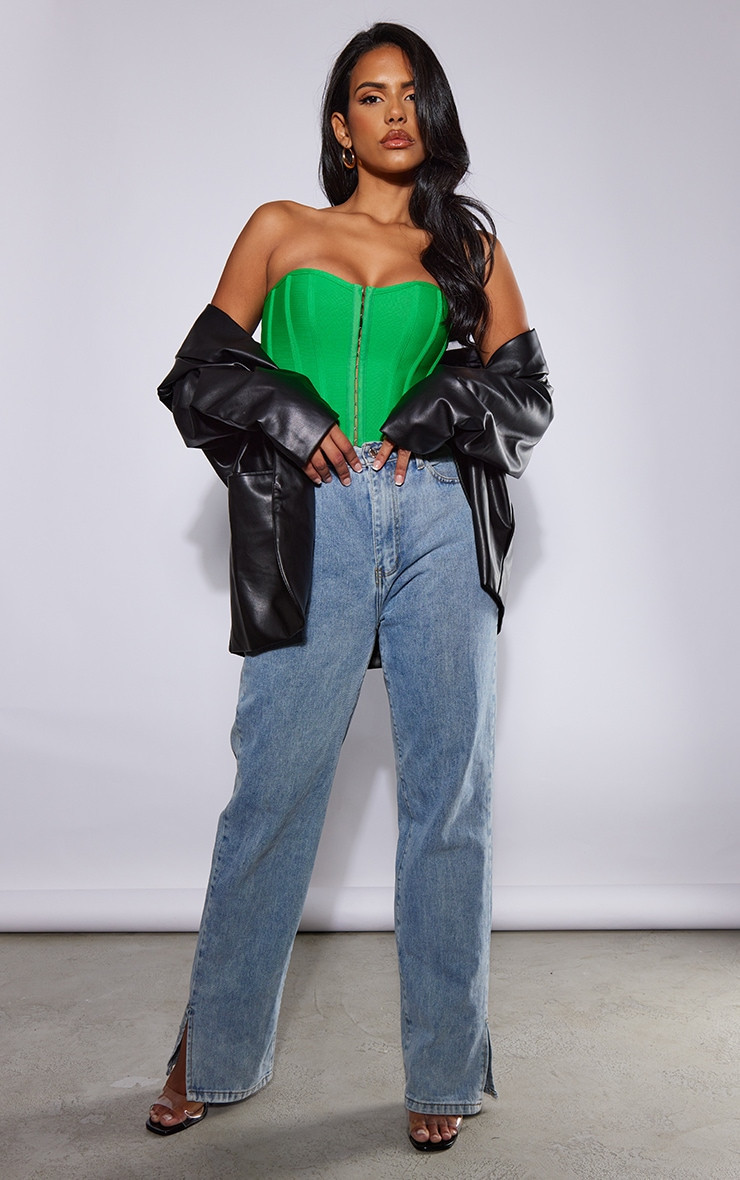 Green Bandage Hook And Eye Structured Corset | Pretty Little Thing (Australia & New Zealand)