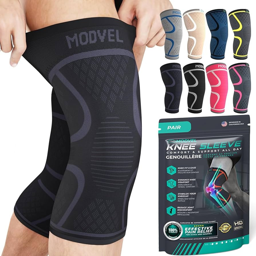 Modvel 2 Pack Knee Brace for Women & Men - Workout Knees Compression Sleeve for Knee Pain Relief ... | Amazon (US)
