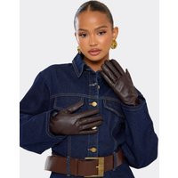 Long Gloves In Dark Brown Faux Leather, Women's Size UK One Size | EGO (UK)