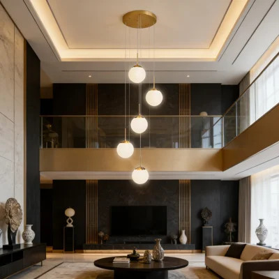 Modern 5-Light Globe Chandelier With Adjustable Cord And Dimmable Smart Bulbs, Hand-Blown Glass And Gold Finish Pendant Light Fixture For Foyer, Hallw | Wayfair North America