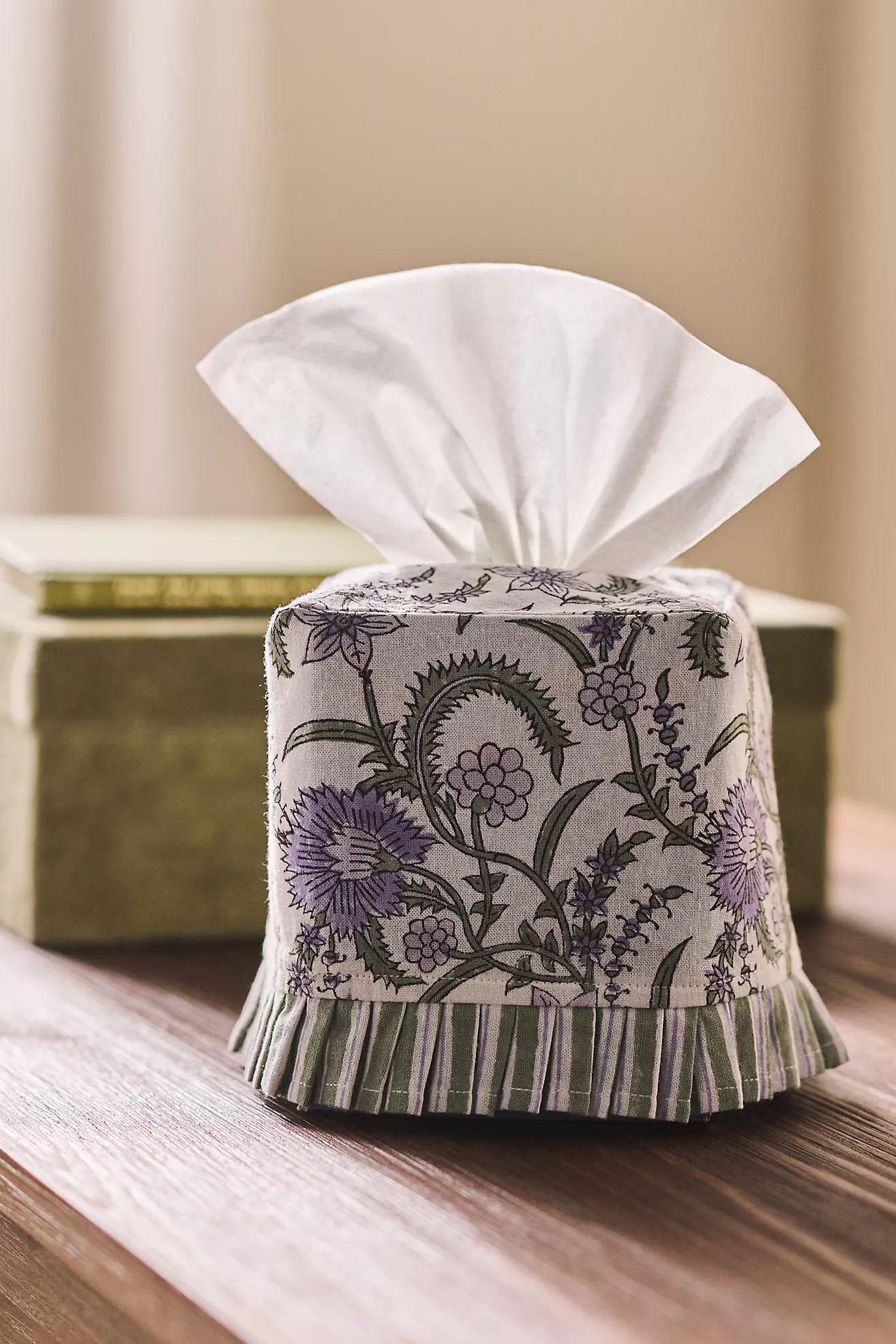 Inner Child Print Ruffle Tissue Box Cover | Anthropologie (US)