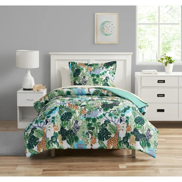 Your Zone 5 Piece Green Jungle Polyester Bedding Set for Kids, Unisex, Twin | Walmart (US)