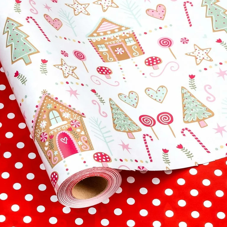 HOMERAL Christmas Wrapping Paper Roll - Gift Wrap with Lovely Christmas Trees, Gift Boxes, Stars ... | Walmart (US)