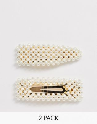 Reclaimed Vintage inspired pearl hair clip 2 pack | ASOS UK