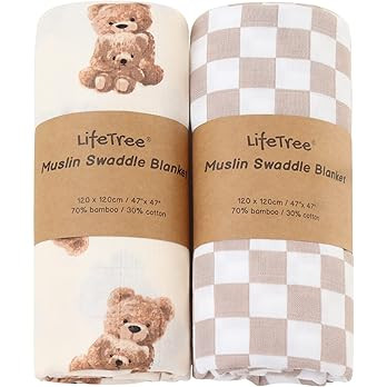 LifeTree Muslin Swaddle Blankets Neutral, Baby Swaddling Wrap Nursery Receiving Blanket for Boys ... | Amazon (US)