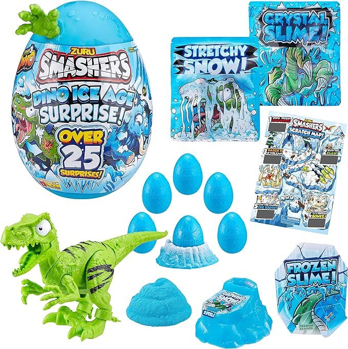 Smashers Dino Ice Age Raptor Series 3 by ZURU Surprise Egg with Over 25 Surprises! - Slime, Dinos... | Amazon (US)