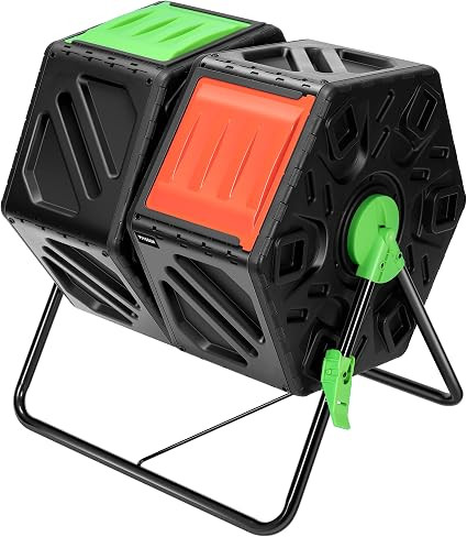 VIVOSUN Dual Chamber Tumbling Composter, 2X 18.5 Gallon Compost Bin, Heavy-Duty Compost Tumbler w... | Amazon (US)