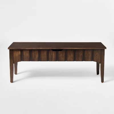 Palma Wood Base Storage Ottoman Dark Brown - Threshold™ designed with Studio McGeeAbout the col... | Target