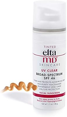 EltaMD UV Clear Tinted Face Sunscreen Broad-Spectrum SPF 46 for Sensitive or Acne-Prone Skin, Oil... | Amazon (US)