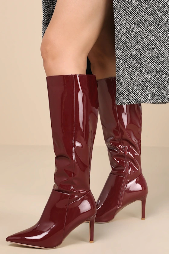 Silva Red Patent Pointed-Toe Knee-High Boots | Lulus