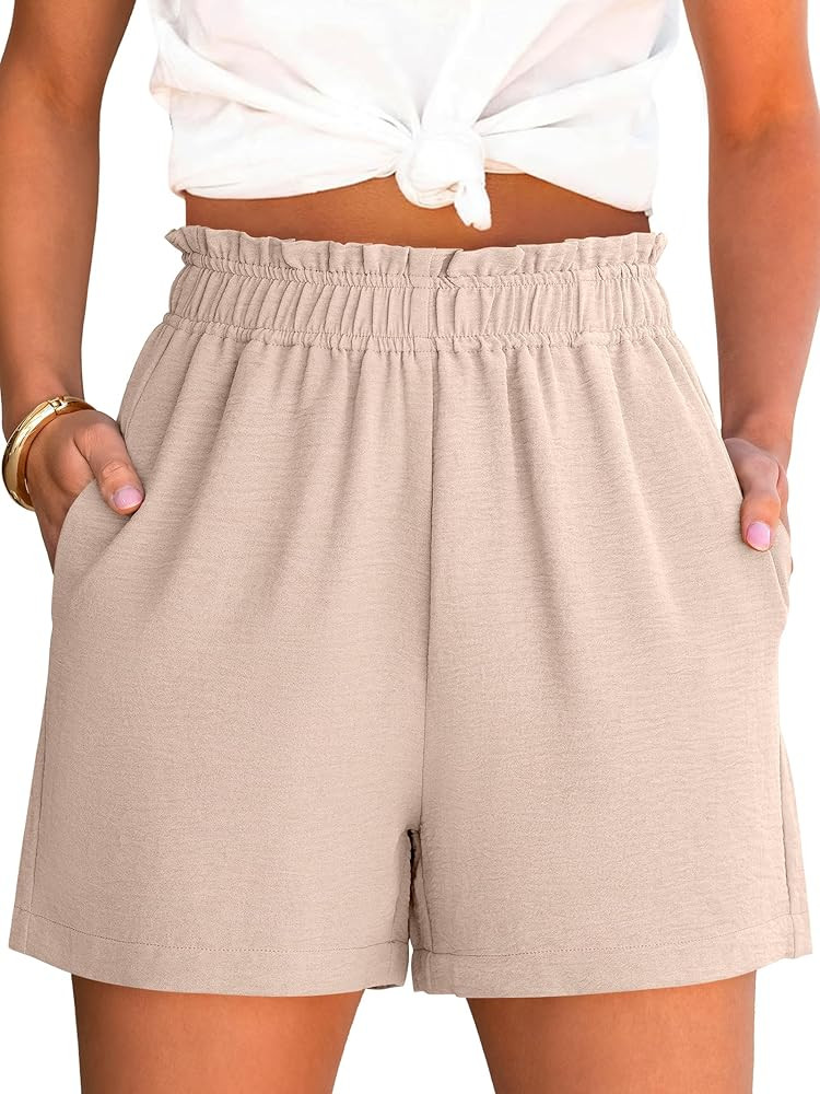 ANRABESS Shorts for Women,Dressy Casual Elastic High Waisted,Comfy Lightweight Airy,Summer Shorts... | Amazon (US)