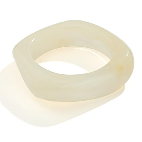 Joiigaem Chunky Acrylic Bangle Bracelet Cuff Colorful Irregular Large Resin Cute Candy Geometric Polygon Wide Transparent Wristbands Bracelets Statement Jewelry for Women (White) | Amazon (US)