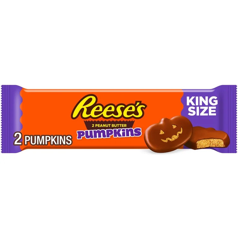 Reese's Milk Chocolate King Size Peanut Butter Pumpkins Halloween Candy, pack 2.4 oz, 2 Pieces | Walmart (US)