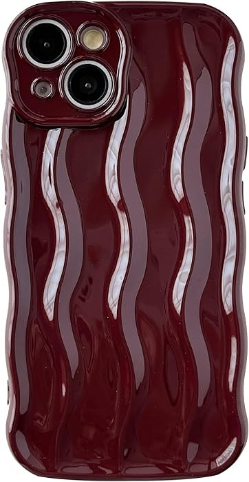 Caseative Funda para iPhone 14, funda suave con marco de ondas rizadas (rojo vino) | Amazon (US)