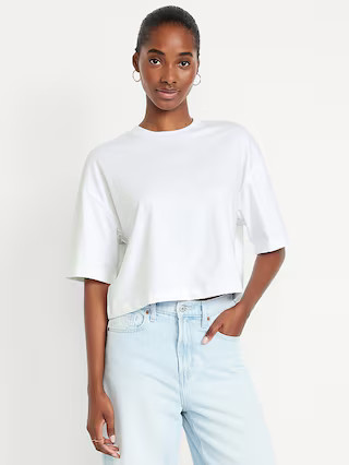 Vintage Crew-Neck Oversized Crop T-Shirt | Old Navy (US)