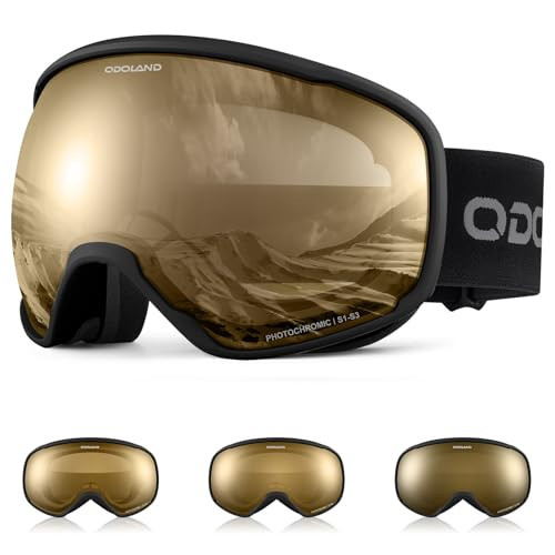 Odoland Photochromic Ski Goggles for Sunny and Cloudy Days, Anti-Fog OTG UV Protection Snowboard Goggles for Men Women Youth | Amazon (US)