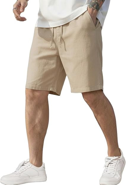 COOFANDY Men's Linen Shorts Casual Elastic Waist Drawstring Short Summer Beach Vacation Shorts | Amazon (US)