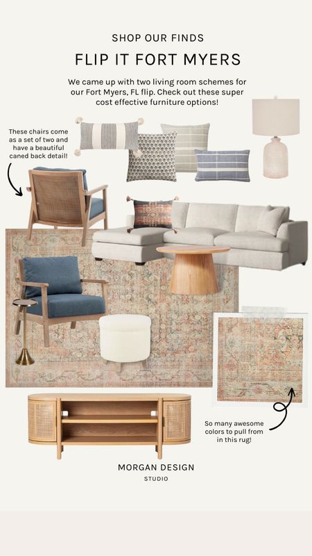 We put together two living room design options for our Fort Myers flip. This scheme caters to coastal blues. All of these selections are super budget friendly finds! 🌊 

#LTKfamily #LTKhome #LTKFind