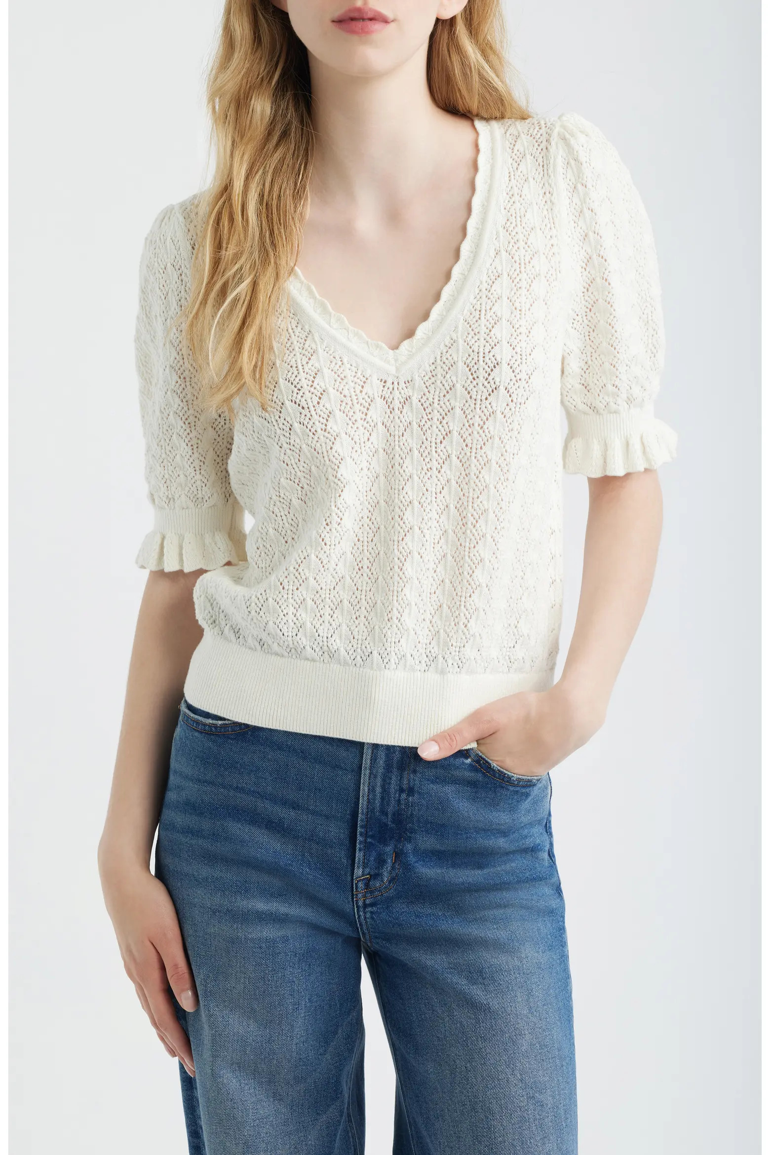 Haisley Pointelle Stitch Organic Cotton & Silk Blend Sweater (Women) | Nordstrom | Nordstrom