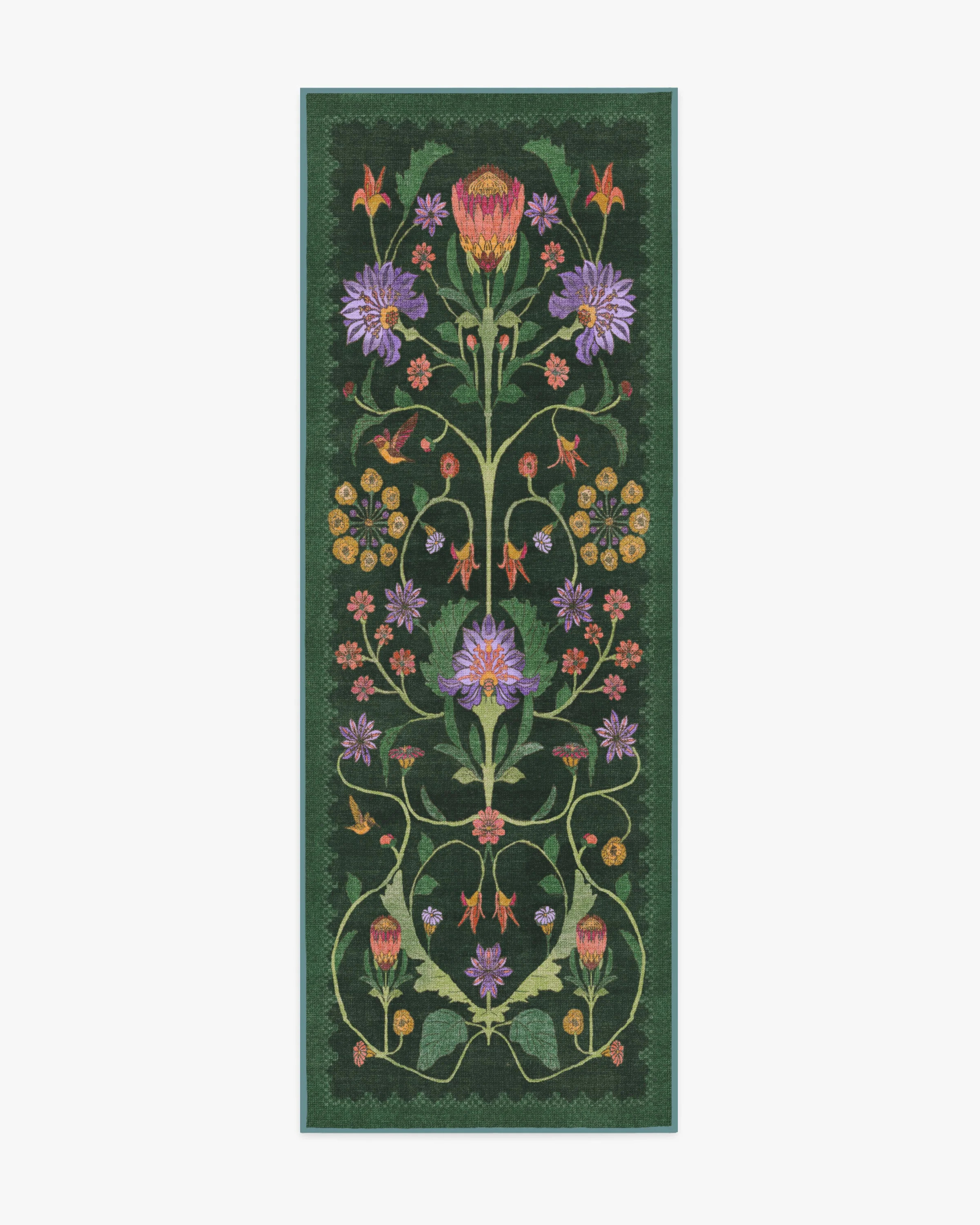 Iris Apfel Protea Forest Green Rug | Ruggable | Ruggable