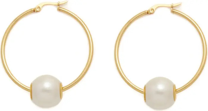 Faux Pearl Hoop Earrings | Nordstrom