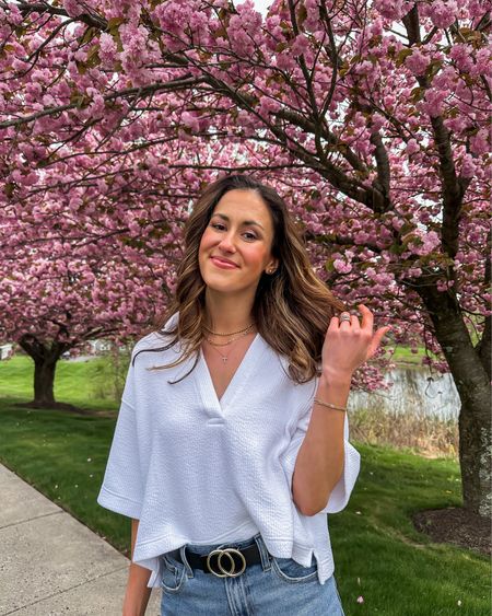 Perfect casual spring outfit — white collared aerie shirt is STRETCHY & so soft! 🙌🏼 Effortlessly chic and dresses up it down. Paired with Abercrombie ankle straight jean + black Mary Jane flats + gold jewelry ✨ 🤍

#LTKfindsunder50 #LTKsalealert #LTKSeasonal