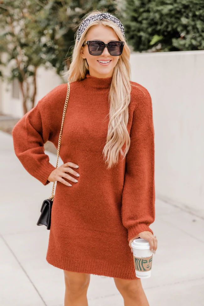 We Owned The Night Sweater Dress Rust | The Pink Lily Boutique