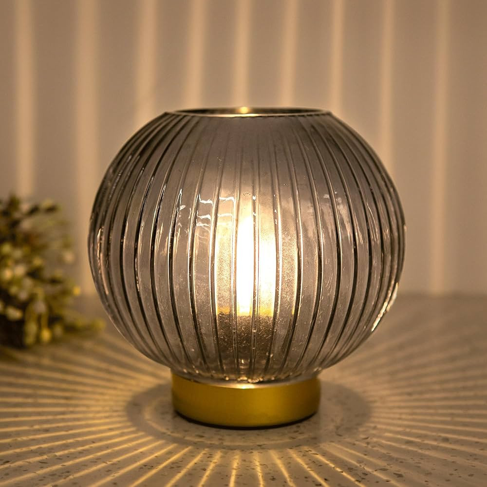 Battery Operated Lamp - Cordless Lamp with LED Bulb, Bedside Small Table Lamps Glass Battery Powe... | Amazon (US)