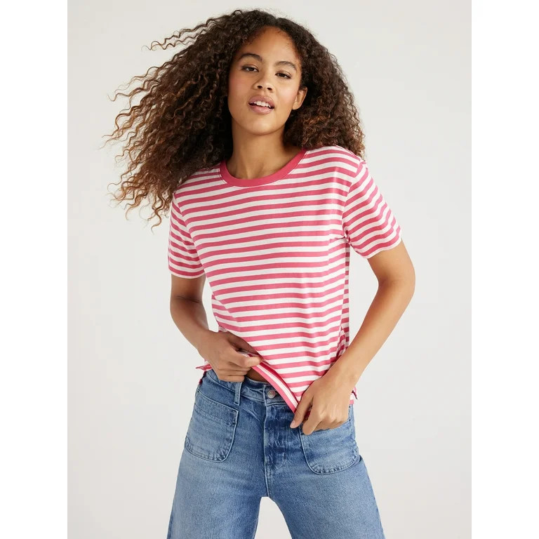 Free Assembly Women's Crop Box Tee with Short Sleeves, Sizes XS-XXL | Walmart (US)