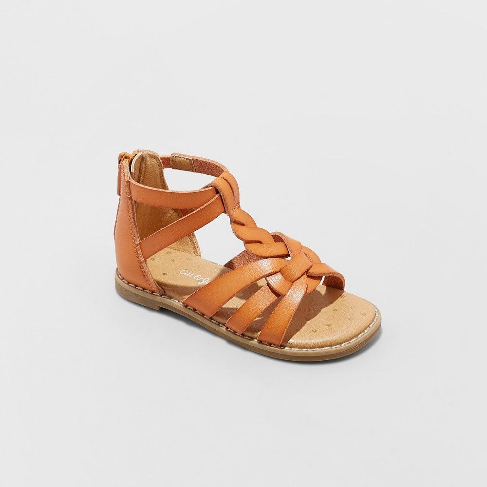 Toddler Girls' Kairi Gladiator Sandals - Cat & Jack Cognac 12, Girl's, Brown | Target