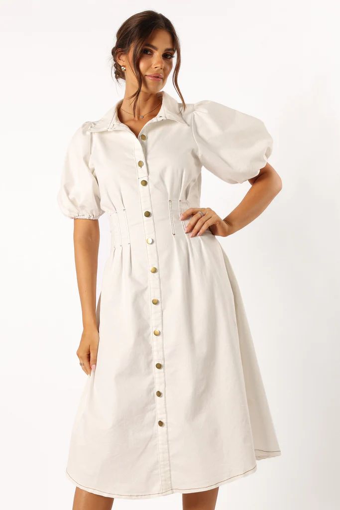 Sollie Puff Sleeve Midi Dress - White | Petal & Pup (US)