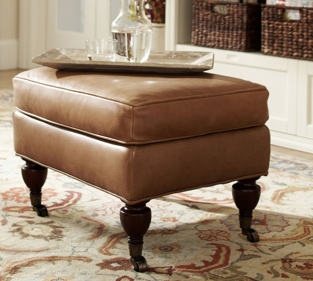 Brooklyn Leather Ottoman | Pottery Barn (US)