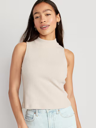 Fitted Sleeveless Mock-Neck Top for Women | Old Navy (US)