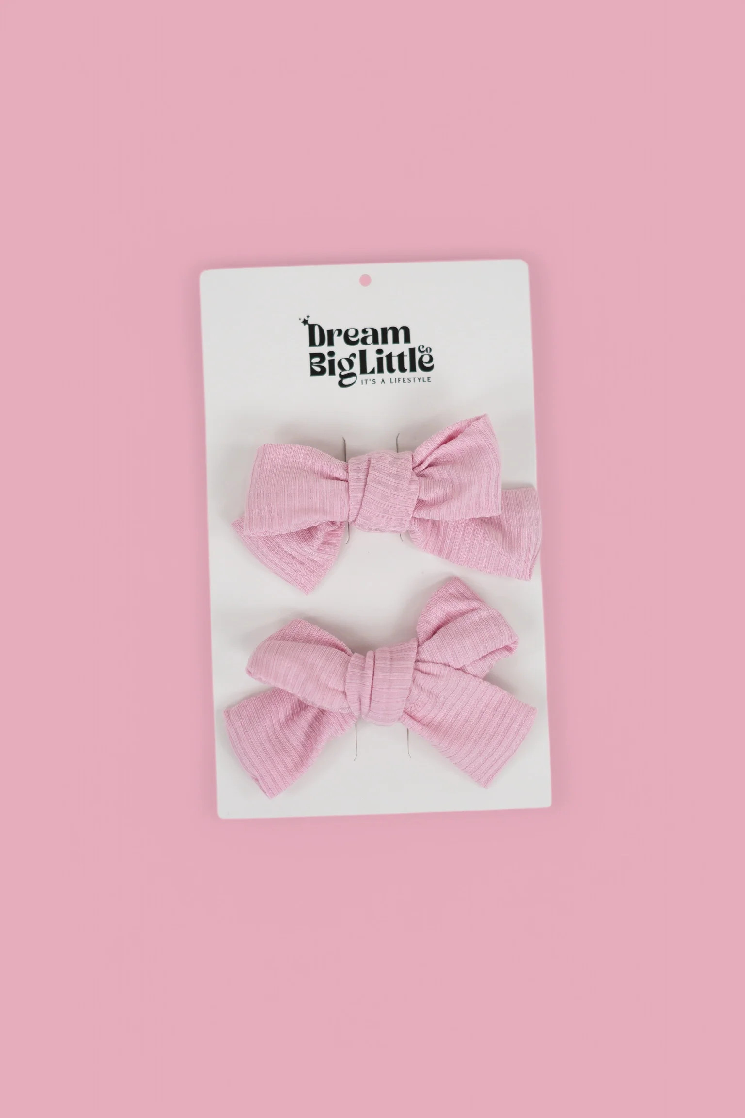 PINK ROSE RIB DREAM BOW HAIR CLIPS | Dream Big Little