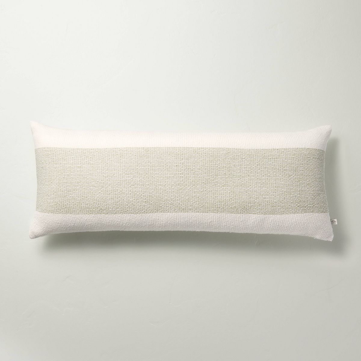 12"x30" Center Color Block Lumbar Throw Pillow Cream/Sage Green - Hearth & Hand™ with Magnolia | Target
